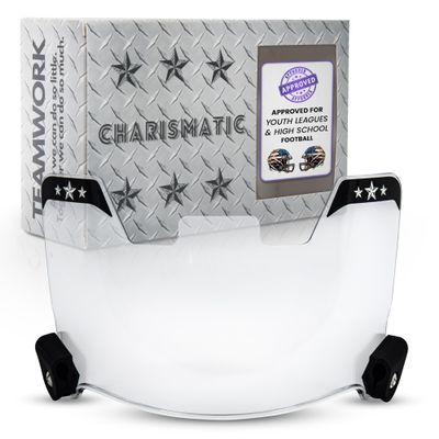 CHARISMATIC Clear Football Visor - Football Visors for Helmet - Football Helmet Visor Fits Adult & Youth Football Helmets - Anti-Fog, Scratch Resistant Clear Visor Football Face Shield