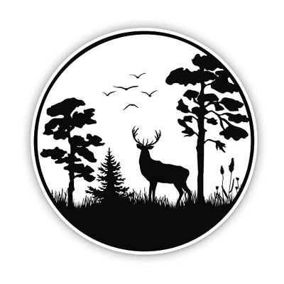 Nature Deer Buck Woods - 8" Vinyl Sticker - for Car Laptop I-Pad - Waterproof Decal