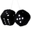 MotorCart Basics 1 Pair Auto Black Fuzzy Dice Vintage Car Plush Hanging Rearview Mirror 2.25In view 1