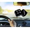 MotorCart Basics 1 Pair Auto Black Fuzzy Dice Vintage Car Plush Hanging Rearview Mirror 2.25In view 2