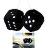 MotorCart Basics 1 Pair Auto Black Fuzzy Dice Vintage Car Plush Hanging Rearview Mirror 2.25In view 3