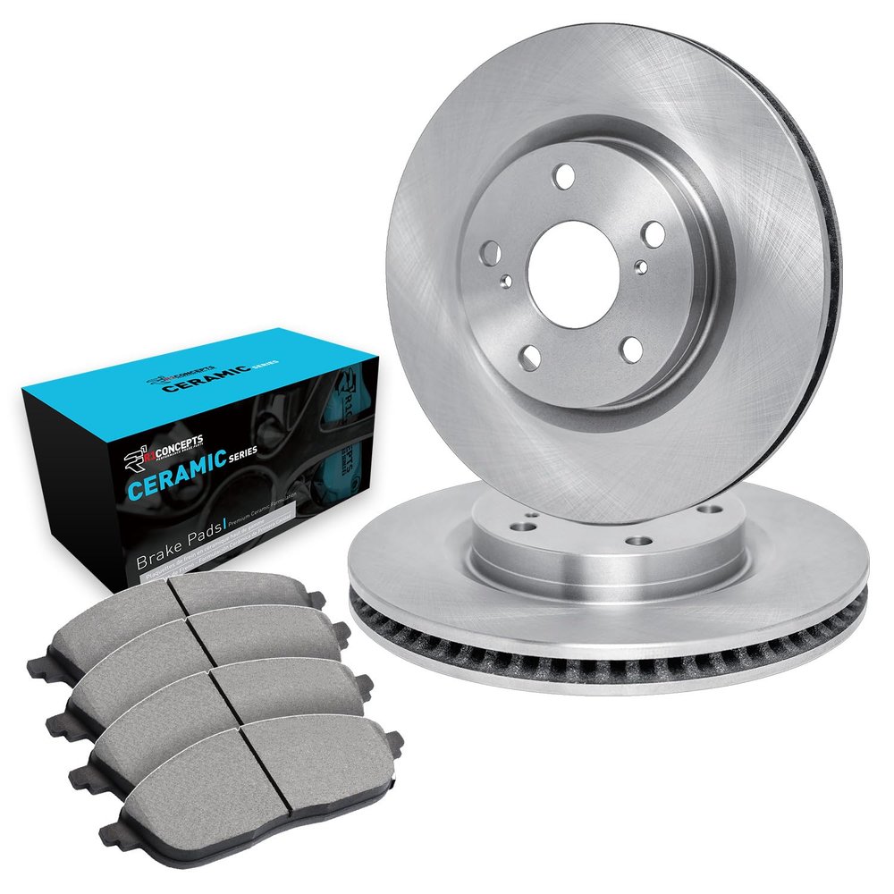 R1 Concepts Rear Brakes and Rotors| Automotive Replacement Brake Kits| Rear Ceramic Brake Pads and Rotors Kit| Fits 2013-2018 Porsche Cayenne