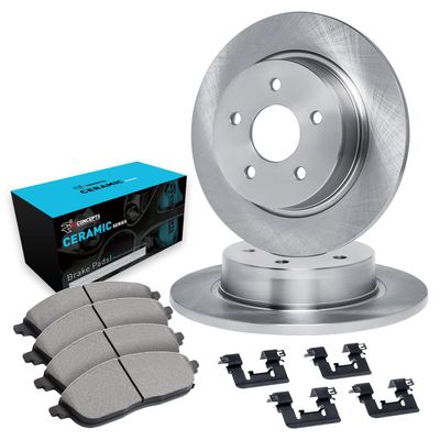 R1 Concepts Rear Brake Kit Fits 2014-2015 Mercedes-Benz B Electric Drive; 2014-2019 Mercedes-Benz CLA250| Ceramic Pads, Blank Rotors| Hardware| 11.7" Rear Rotor