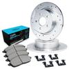 R1 Concepts Rear Brake Kit Fits 2014-2015 Mercedes-Benz B Electric Drive; 2014-2019 Mercedes-Benz CLA250| Ceramic Pads, Drilled Slotted Rotors| Hardware| 11.7" Rear Rotor view 1
