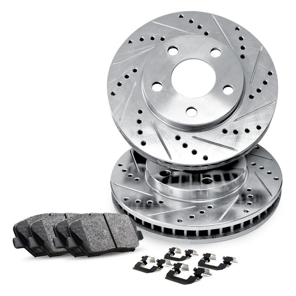 R1 Concepts Rear Brakes and Rotors| Hardware Included| Rear Ceramic Brake Pads and Rotors Kit| Fits 2006 Porsche Cayenne