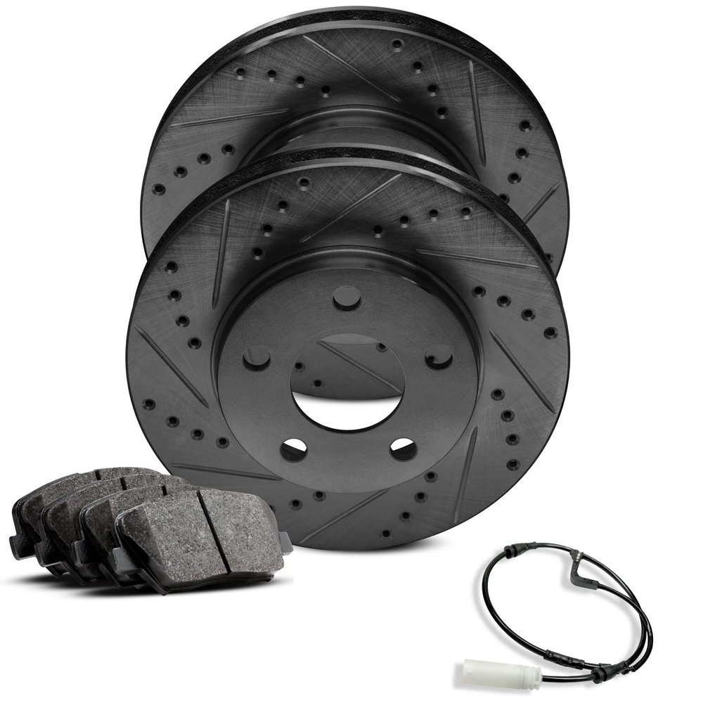 R1 Concepts Rear Brakes and Rotors| Hardware Included| Rear Ceramic Brake Pads and Rotors Kit| Fits 2006 Porsche Cayenne