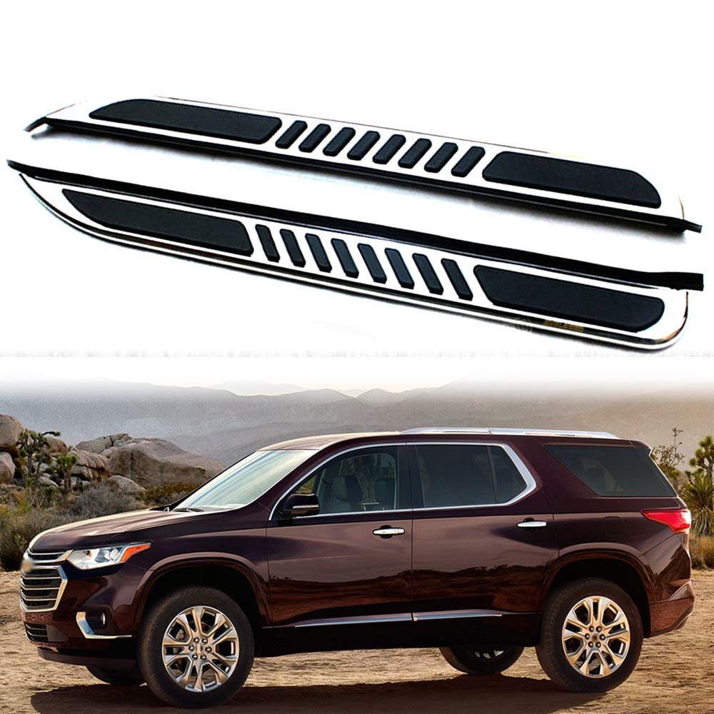Lequer 2PCS Fits for Chevrolet Chevy Traverse 2018-2022 Running Boards Nerf Bar Side Steps Protector, silver