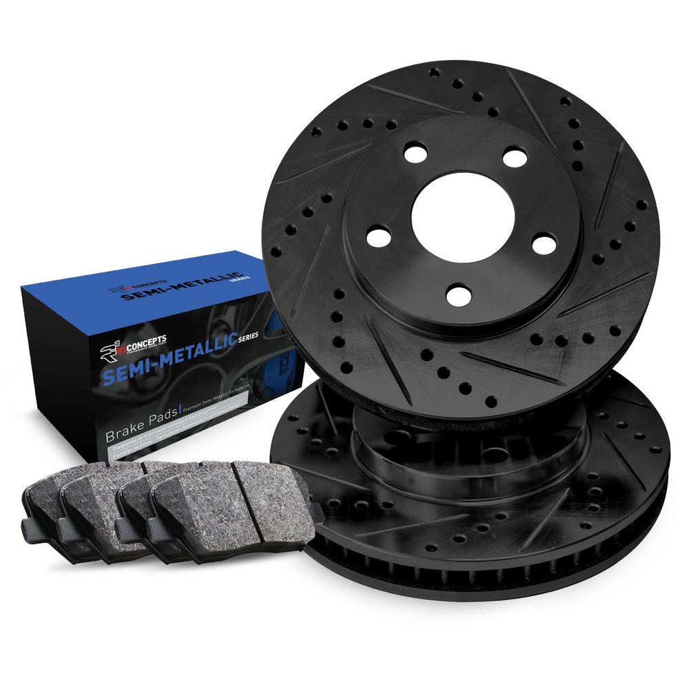R1 Concepts Rear Brakes and Rotors| Automotive Replacement Brake Kits| Rear Semi Met Brake Pads and Rotors Kit| Fits 2014-2015 Mercedes-Benz CLA250