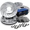 R1 Concepts Front Rear Brakes and Rotors Kit |Front Rear Brake Pads| Brake Rotors and Pads| Semi Metallic Brake Pads and Rotors |Hardware Kit|fits 2003-2010 Porsche Cayenne, Volkswagen Touareg view 1