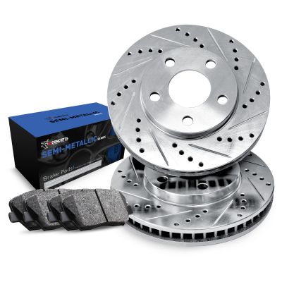 R1 Concepts Rear Brakes and Rotors Kit |Rear Brake Pads| Brake Rotors and Pads| Semi Metallic Brake Pads and Rotors |fits 2011-2018 Porsche Cayenne