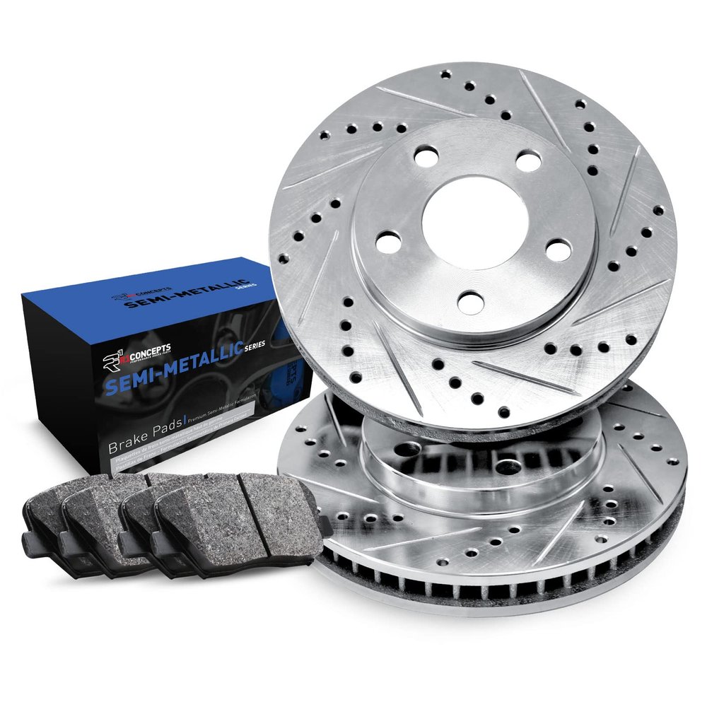 R1 Concepts Rear Brakes and Rotors Kit |Rear Brake Pads| Brake Rotors and Pads| Semi Metallic Brake Pads and Rotors |fits 2011-2018 Porsche Cayenne