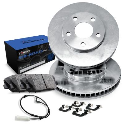 R1 Concepts Rear Brakes and Rotors| Hardware Included| Rear Semi Met Brake Pads and Rotors Kit| Fits 2006 Porsche Cayenne