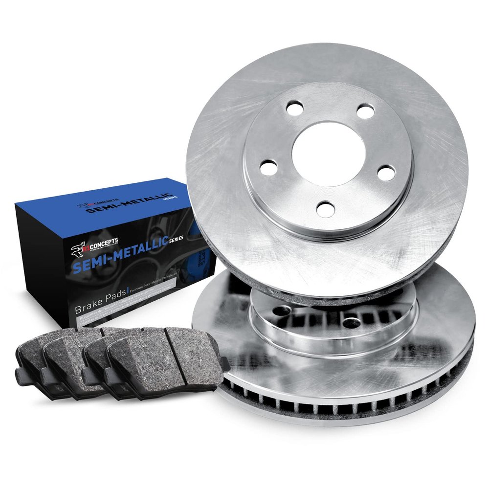 R1 Concepts Rear Brakes and Rotors| Automotive Replacement Brake Kits| Rear Semi Met Brake Pads and Rotors Kit| Fits 2014-2015 Mercedes-Benz CLA250