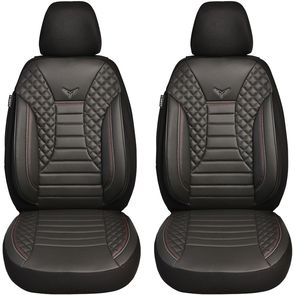 BREMER SITZBEZGE Measure Car Seat Covers Compatible with Peugeot 208 1 Driver & Passenger Set from 2012-2019 / Car Seat Cover Velour Faux Leather Set of 2 in Black