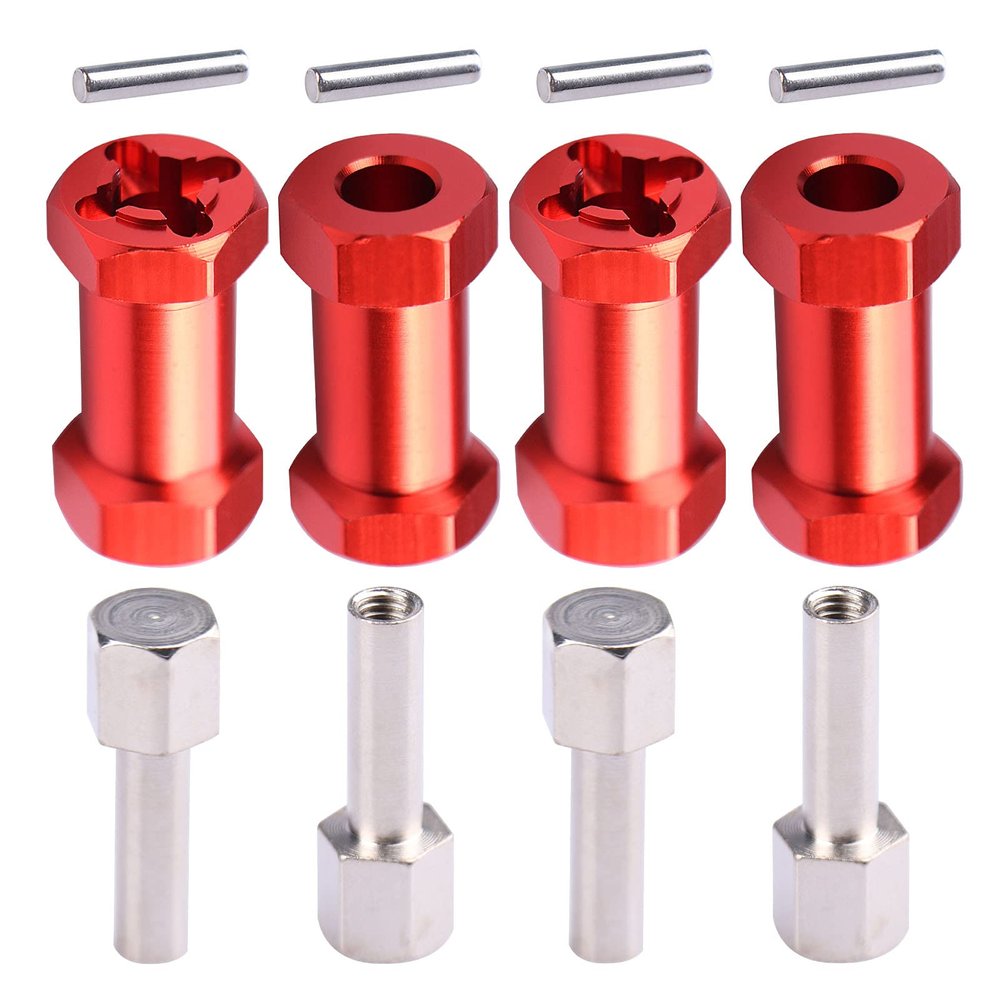 AIMROCK 12mm Hex Hub Extension Wheel Spacer 25mm Offset for 1/10 SCX10 SCX10 II Wraith RC Crawler Truck (Red, 25mm)