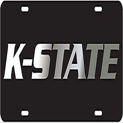 Black License Plate Frame Silver Mirror Inlays (Kansas State-Stae)