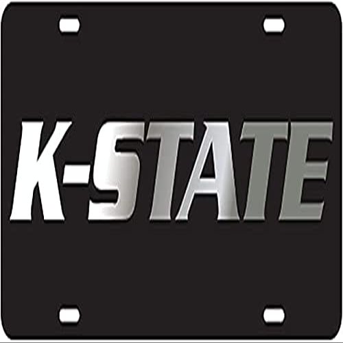 Black License Plate Frame Silver Mirror Inlays (Kansas State-Stae)