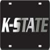 Black License Plate Frame Silver Mirror Inlays (Kansas State-Stae) view 1