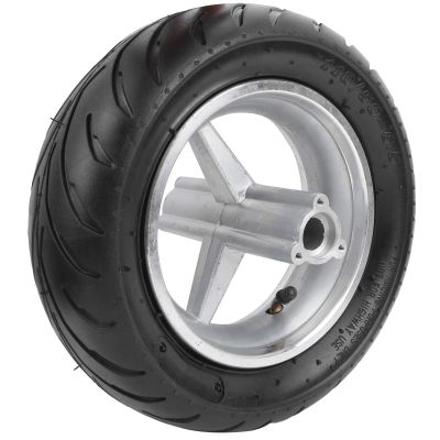 Acouto Pocket Bike Wheel for 110/50-6.5, Pocket Bike Rear Rubber Tire Wheel Tyre Stainless Steel Rims Antiskid Accessories Replacement