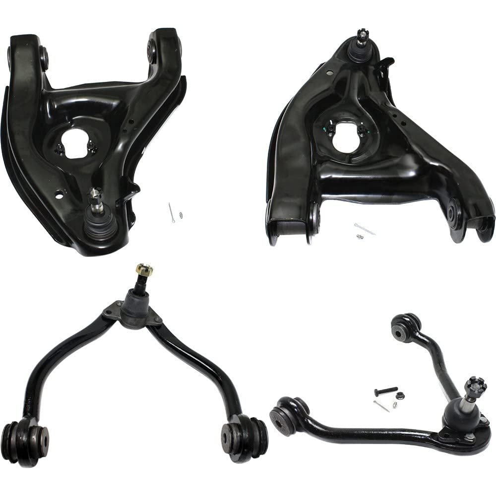 MGPRO Control Arm Kit 4pcs Right Passenger Front Left Driver Upper Lower Side with Ball Joints Rubber Bushing for GMC for Chevy Non Adjustable