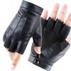 LJCZKA Fingerless Driving PU Leather Gloves Outdoor Sport Faux Half Finger with Anti-Slip Layer Glove for Men Women view 1