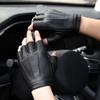 LJCZKA Fingerless Driving PU Leather Gloves Outdoor Sport Faux Half Finger with Anti-Slip Layer Glove for Men Women view 3