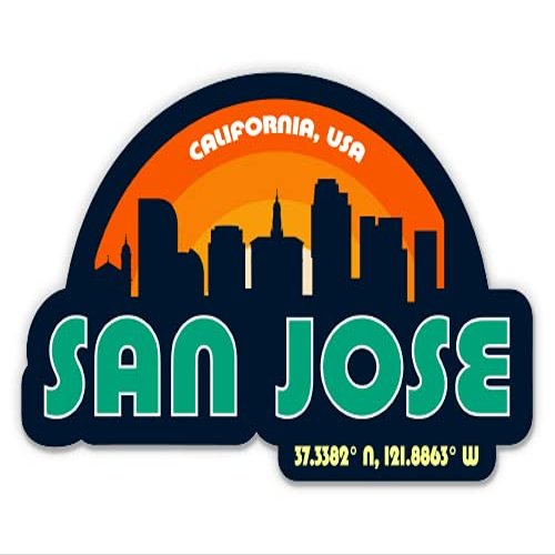Squiddy San Jose California City Skyline - Vinyl Sticker for Car, Laptop, Notebook (5" Wide)