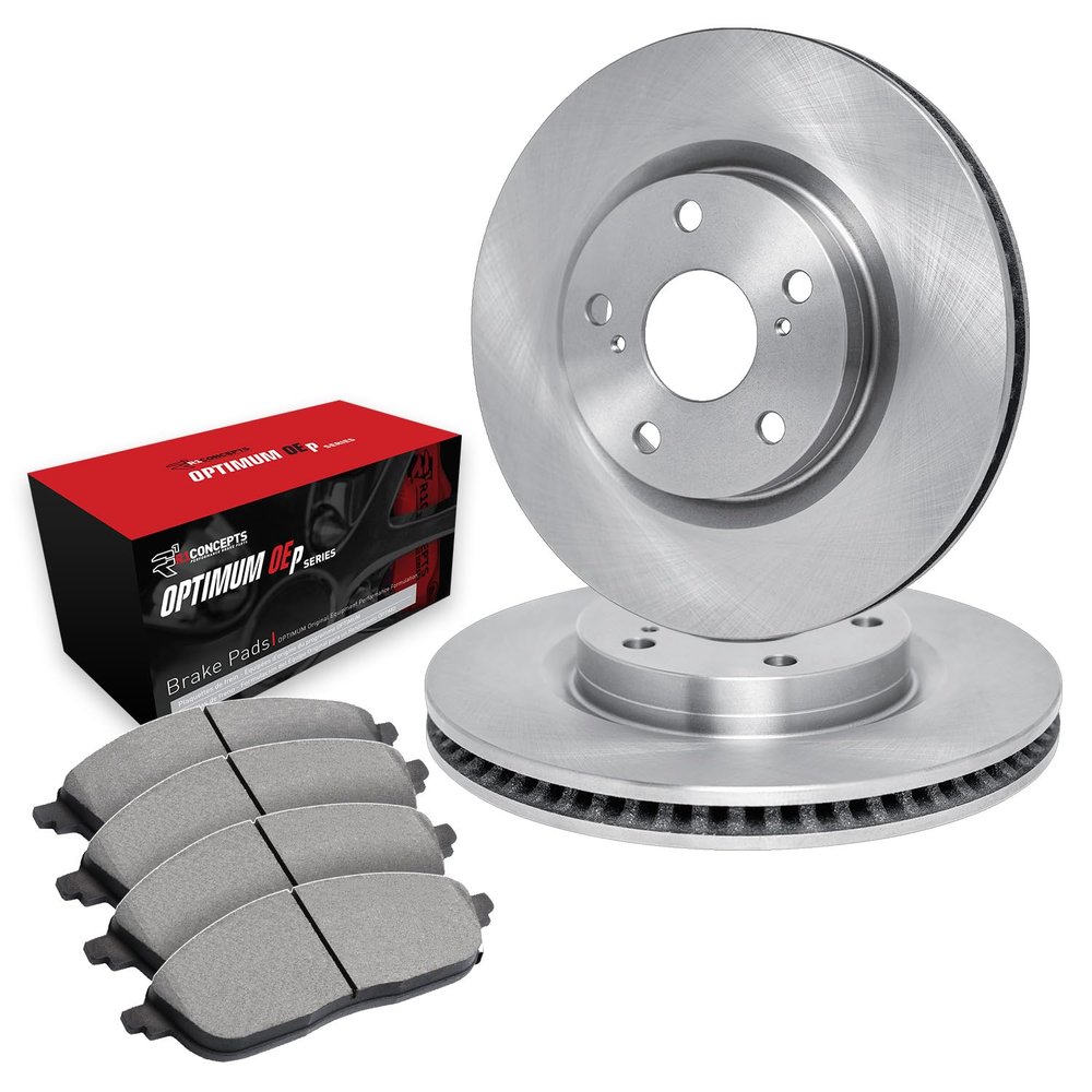 R1 Concepts Rear Brakes and Rotors| Automotive Replacement Brake Kits| Rear Optimum OEp Brake Pads and Rotors Kit| Fits 2006 Porsche Cayenne