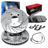 R1 Concepts Rear Brake Kit Fits 2013-2018 Porsche Cayenne| Optimum Oep Pads, Drilled Slotted Rotors| Hardware, Sensor Wire| 14.1" Rear Rotor view 1