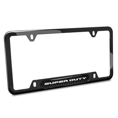 iPick Image Compatible with Ford Super-Duty Real Carbon Fiber Insert Black 50 States Stainless Steel License Plate Frame