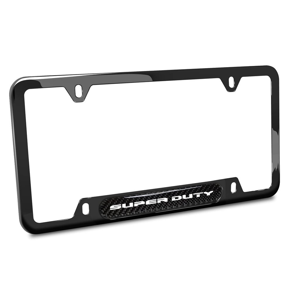 iPick Image Compatible with Ford Super-Duty Real Carbon Fiber Insert Black 50 States Stainless Steel License Plate Frame