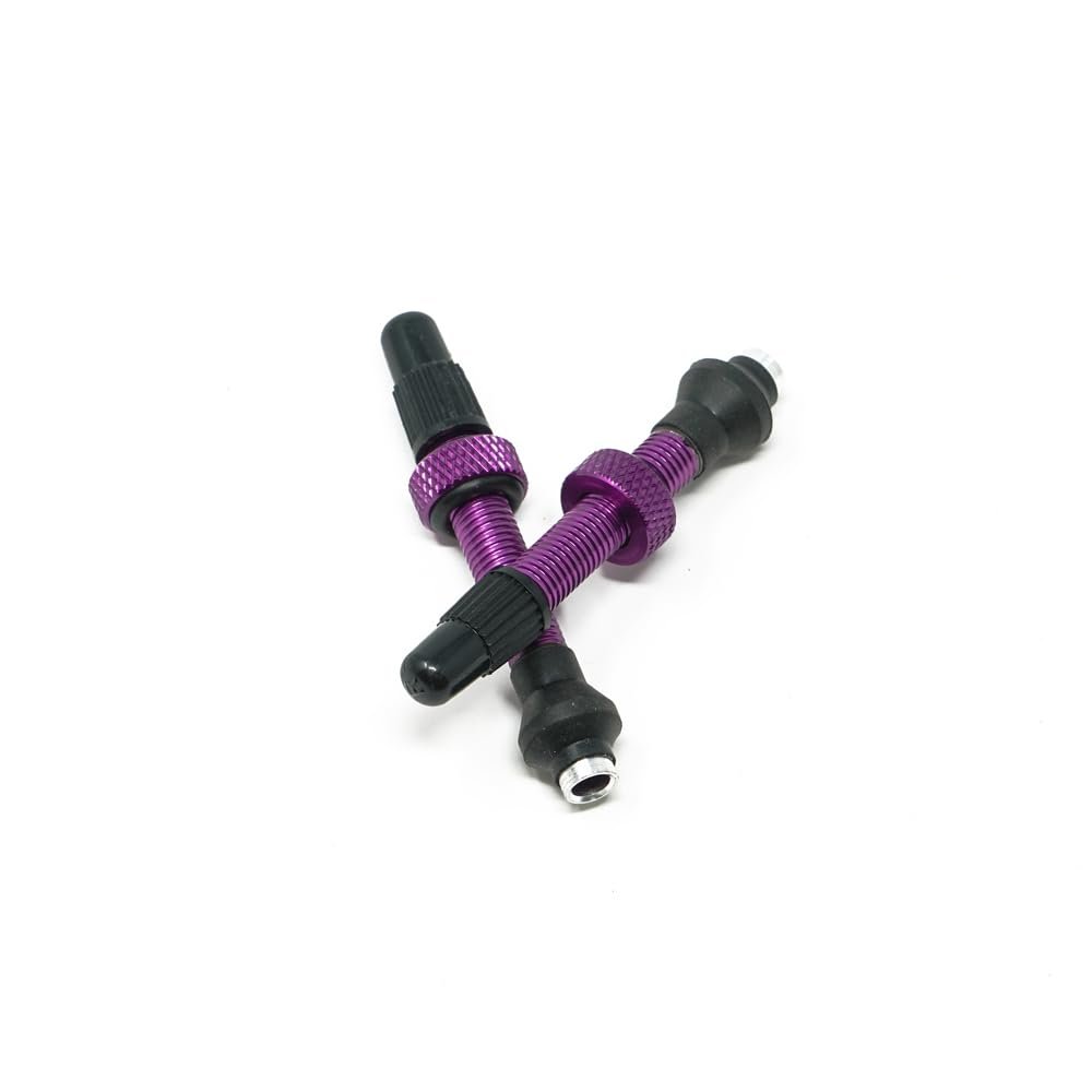 Industry Nine No-Clog Aluminum Tubeless Valve Stems Purple, 40mm, Pair