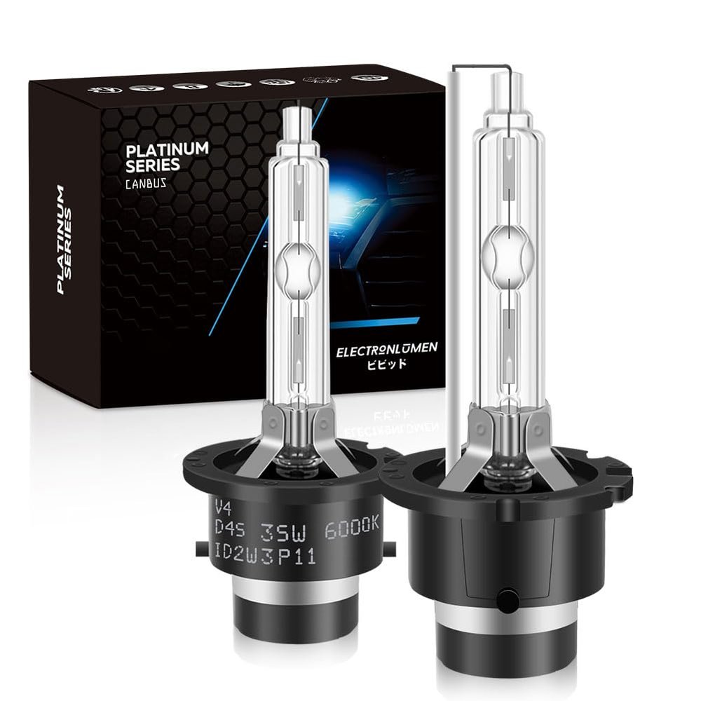 ELECTRONLUMEN D4S HID Xenon Headlight Bulbs 35W 6000K High Low Beam Replacement Headlamps - Cool White, Pack of 2