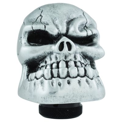 Temzzer Skull Resin Car Gear Shift Lever Handle Heavy Shiny Transmission Gear Shifter Knob for Most Manual Automotive Vehicles (Silver)