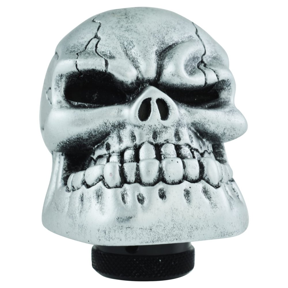 Temzzer Skull Resin Car Gear Shift Lever Handle Heavy Shiny Transmission Gear Shifter Knob for Most Manual Automotive Vehicles (Silver)