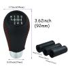Temzzer 6 Speed Shift Knob Car Shifter Handle PU Leather Gear Stick Head for Most Manual Automatic Vehicles (Red Stitches) view 4