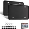 Silicone License Plate Frames - Black Front & Back License Plates Cover Bracket - Easy to Install Set of 2 License Plate Brackets with Screw Caps - Car & Truck Accessories for Teens, Men & Women view 1