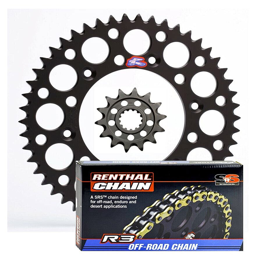 Renthal Ultralight Front & Rear & R3-3 O-Ring Chain Kit - 13/50 BLACK - Compatible with Honda CR250R 1988 to 2008