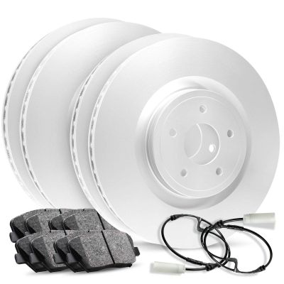 R1 Concepts Front and Rear Brake Kit Fits 2014-2015 Mercedes-Benz CLA250| Ceramic Pads, Blank Rotors| Sensor Wire| 13.0" Front & 11.61" Rear