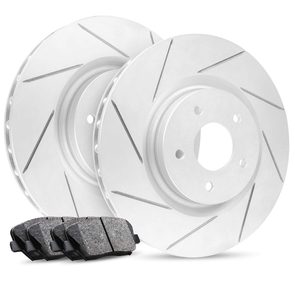 R1 Concepts Front Brake Kit Fits 2011-2018 Porsche Cayenne; 2011-2014 Volkswagen Touareg| Ceramic Brake Pads and Slotted Brake Rotors| 16.0" Front Rotor
