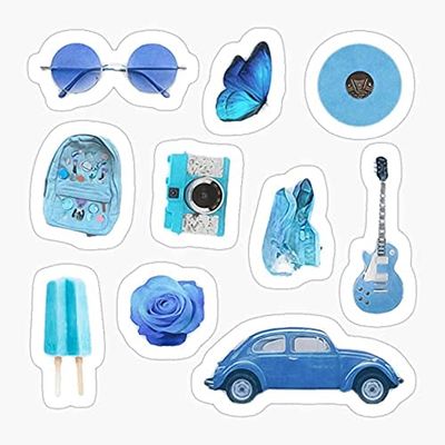 Pack of 2 3" Stickers - Blue Hippie Retro Summer Vibes ~ Sticker Sheet Collection Bundle Pack 3 Sticker Graphic - Die Cut Sticker, High Resolution Top Grade Vinyl