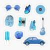 Pack of 2 3" Stickers - Blue Hippie Retro Summer Vibes ~ Sticker Sheet Collection Bundle Pack 3 Sticker Graphic - Die Cut Sticker, High Resolution Top Grade Vinyl view 1