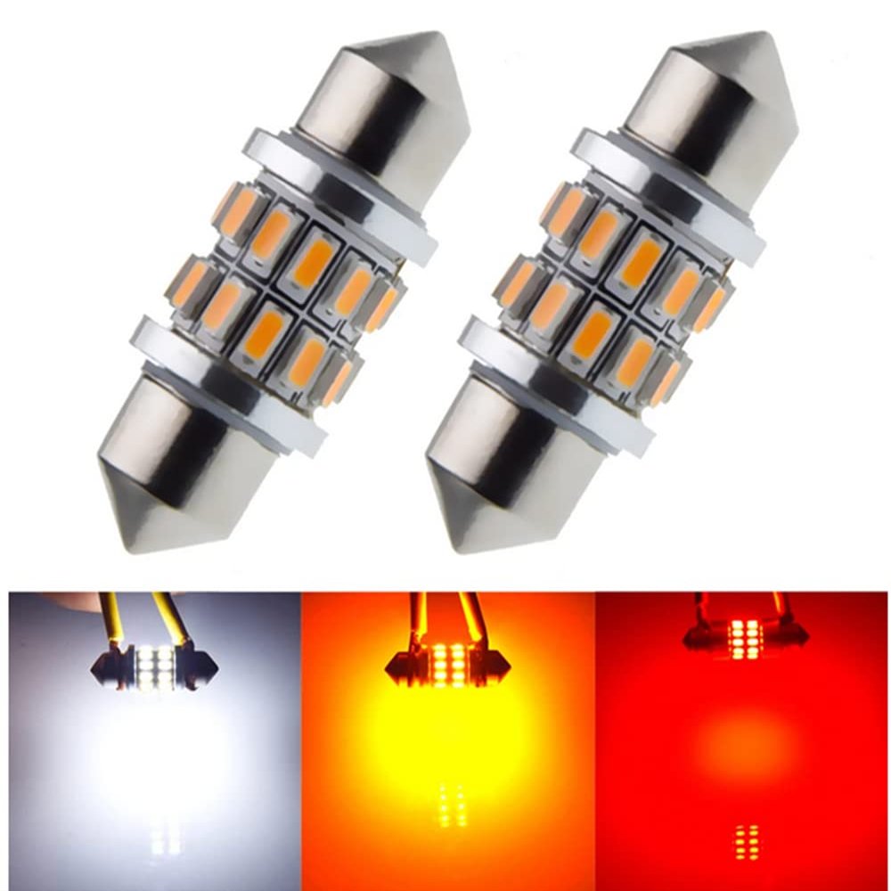 6 Pack 6 Colors to Choose Super Bright LED White Bulb 500 Lumens 3014 24-SMD Festoon 36mm 1.53" 6411 6461 DE3425 C5W LED Bulbs for Car Interior Map Dome Trunk Courtesy License Plate Light (White)