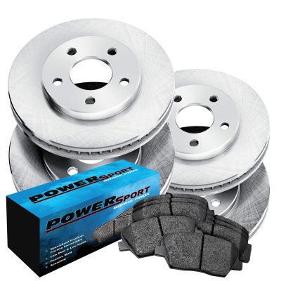PowerSport Front Rear Brakes and Rotors Kit |Front Rear Brake Pads| Brake Rotors and Pads| Semi Metallic Brake Pads and Rotors |fits 2011-2014 Porsche Cayenne