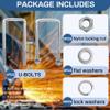 4 Sets 304 Stainless Steel Square U Bolt,U Bolts 3 inch Wide,1/2" D x 3-1/16" W x 7-5/16"L U-Bolts for Boat Trailer with Nuts and Washers, for Automobiles Trailer, Ski Boat view 3