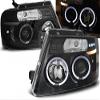Headlights Compatible with Ford F150 Mk 11 2004 2005 2006 2007 2008 RS-1301 Driver And Passenger Side Complete Set Headlight Assembly Angel Eyes Headlamp Front Lights Car Lamps Headlamps Black view 1