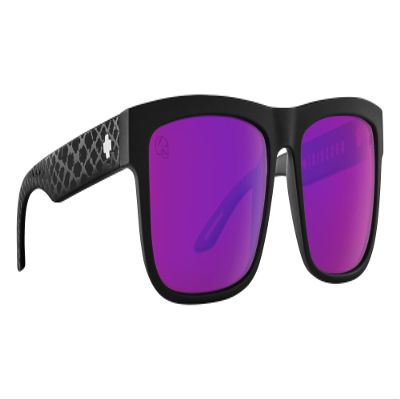 Spy Optic Discord, Square Sunglasses, Color and Contrast Enhancing Lenses (Slayco Matte Black Viper, Happy Bronze Purple Spectra Lenses)