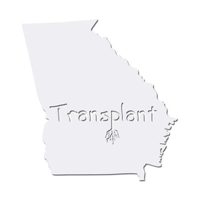 Dark Spark Decals Georgia Transplant State Home Shape 10 inch White Indoor Outdoor Vinyl Decal