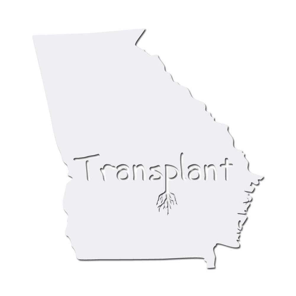 Dark Spark Decals Georgia Transplant State Home Shape 10 inch White Indoor Outdoor Vinyl Decal