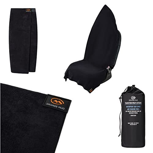 Orange Mud Transition Wrap Extreme Waterproof Car Seat Cover & Changing Towel Sweat-Proof, Secure Wrap for Athletes, Runners, Cyclists, Triathletes Black